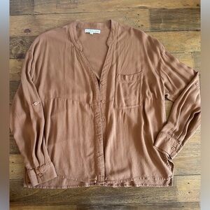 Young Fabulous & Broke Long Sleeve Button up shirt in tan Fall Festival